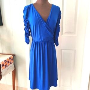 NY Collection Faux Wrap Royal Blue Dress L